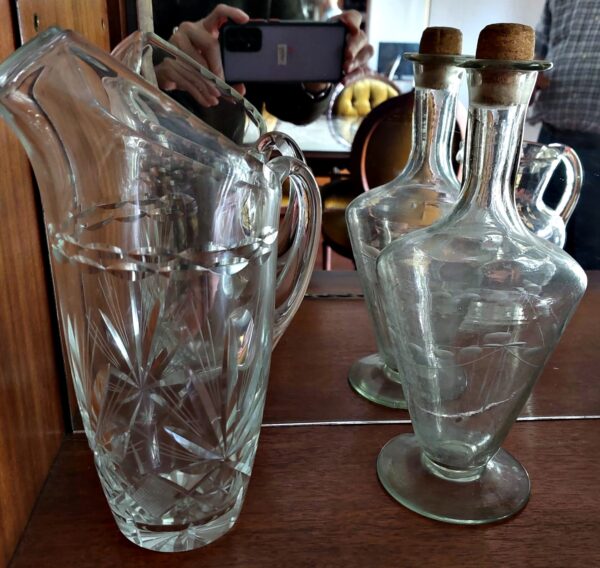 VENDIDA Jarra alta de cristal y botellón cristal
